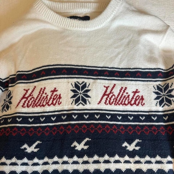 Vintage-Style Hollister Fair Isle Knit Sweater - Navy & White - Picture 4 of 6